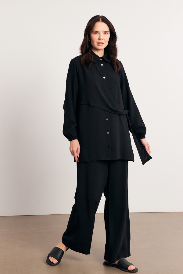 Perla Tunik Pantolon Takım - Siyah