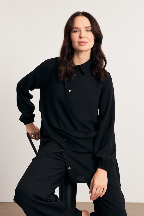 Perla Tunik Pantolon Takım - Siyah