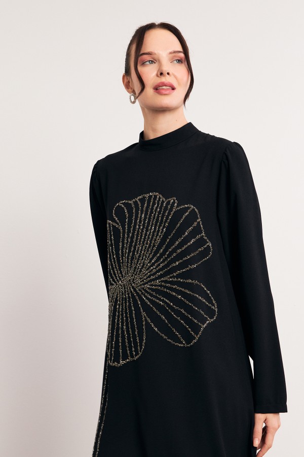 Taş İşleme Detaylı Abiye - Siyah