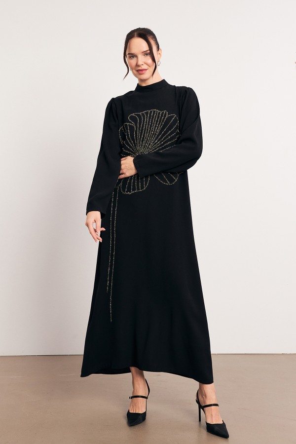 Taş İşleme Detaylı Abiye - Siyah