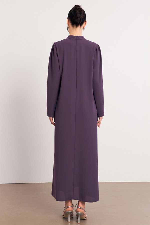 Taş İşleme Detaylı Abiye - Leylak