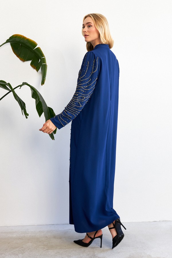 Velina Taş İşlemeli Abiye - İndigo