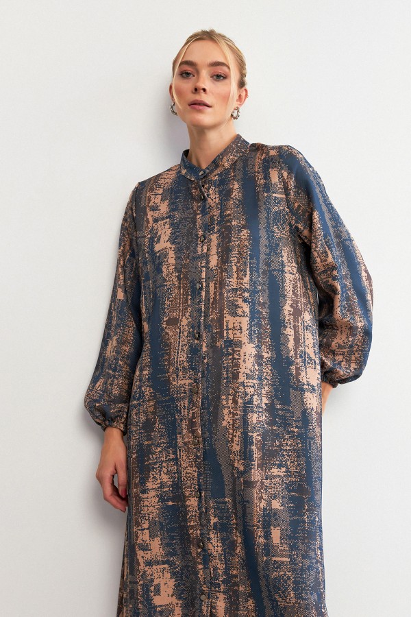 Empirme Desenli Tunik Pantolon Takım - İndigo