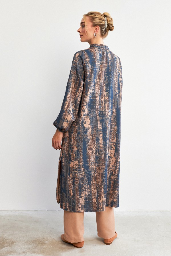 Empirme Desenli Tunik Pantolon Takım - İndigo