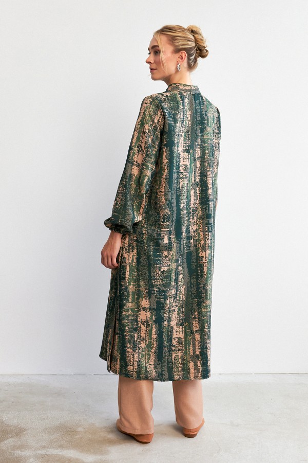 Empirme Desenli Tunik Pantolon Takım - Zümrüt