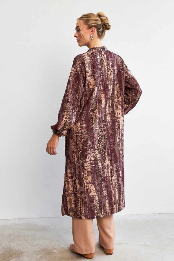 Empirme Desenli Tunik Pantolon Takım - Leylak