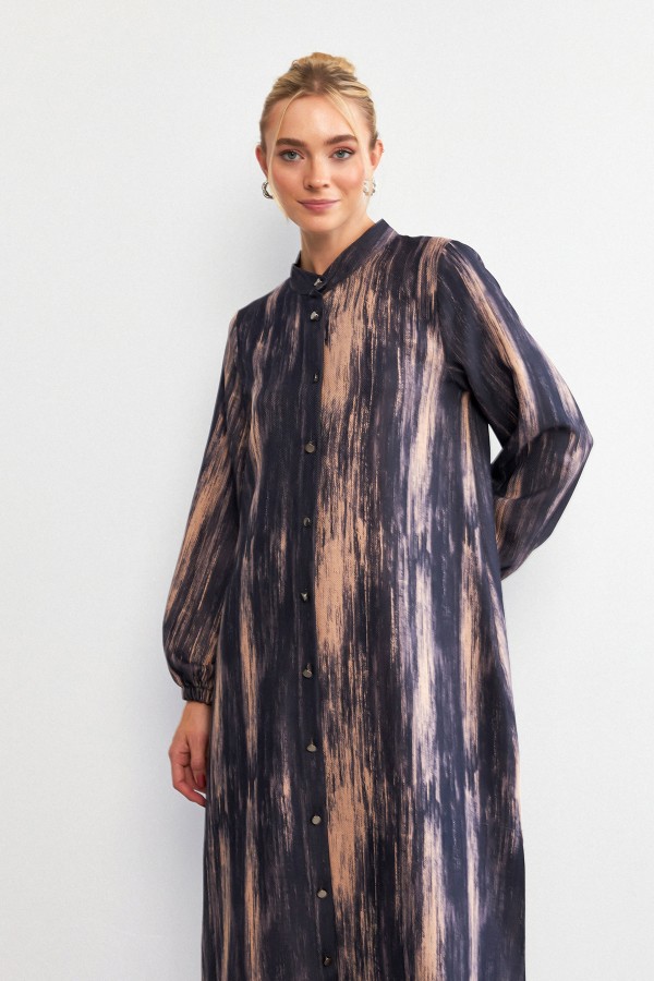 Noa Desenli Tunik Pantolon Takım - Siyah