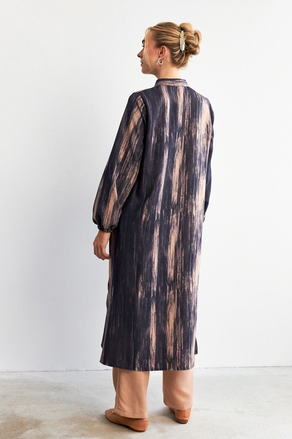 Noa Desenli Tunik Pantolon Takım - Siyah