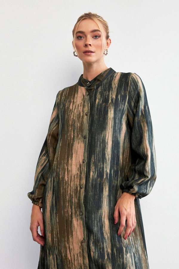 Noa Desenli Tunik Pantolon Takım - Zümrüt