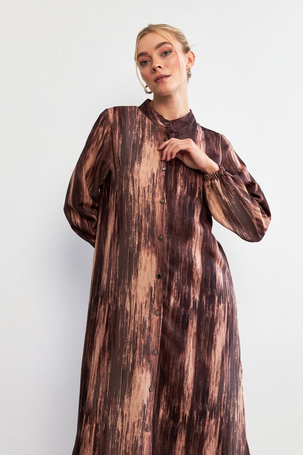 Noa Desenli Tunik Pantolon Takım - Camel