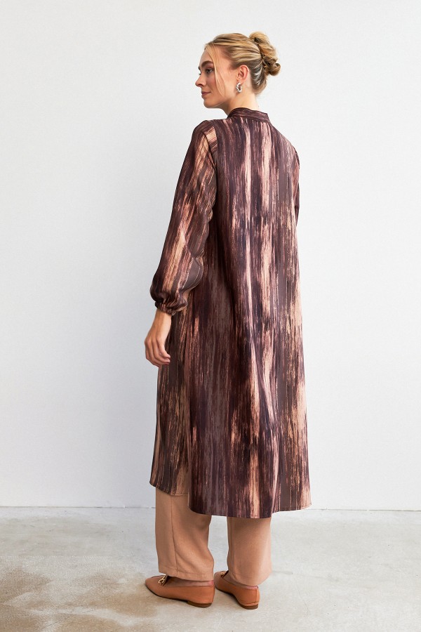 Noa Desenli Tunik Pantolon Takım - Camel