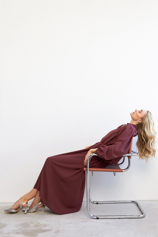 Nova Omuz Detaylı Elbise - Gül Kurusu