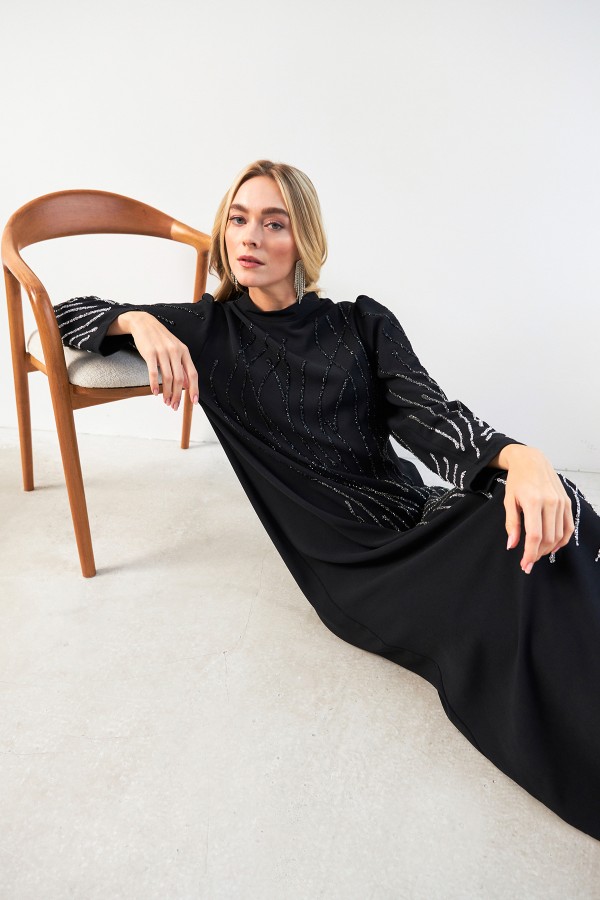 Nara Taş İşlemeli Abiye - Siyah