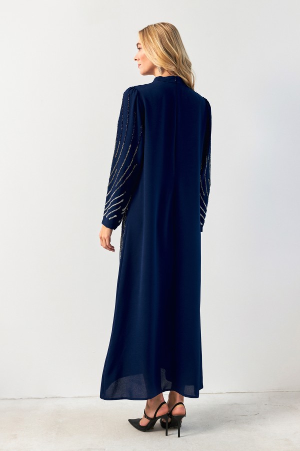 Nara Taş İşlemeli Abiye - İndigo
