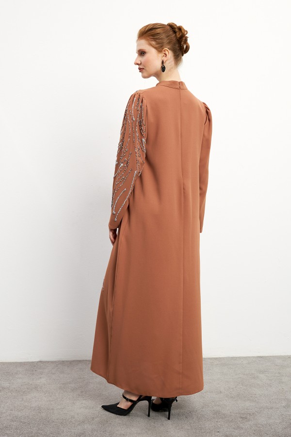 Zeren Taş İşlemeli Abiye - Camel