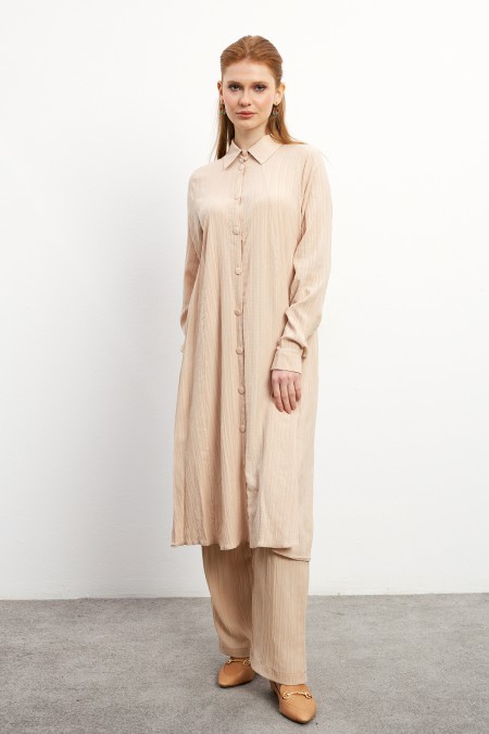Elina Tunic Trouser Set - Beige