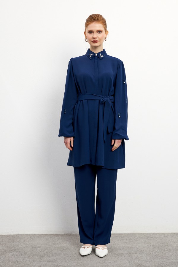 Leora Tunic Trouser Set - Indigo