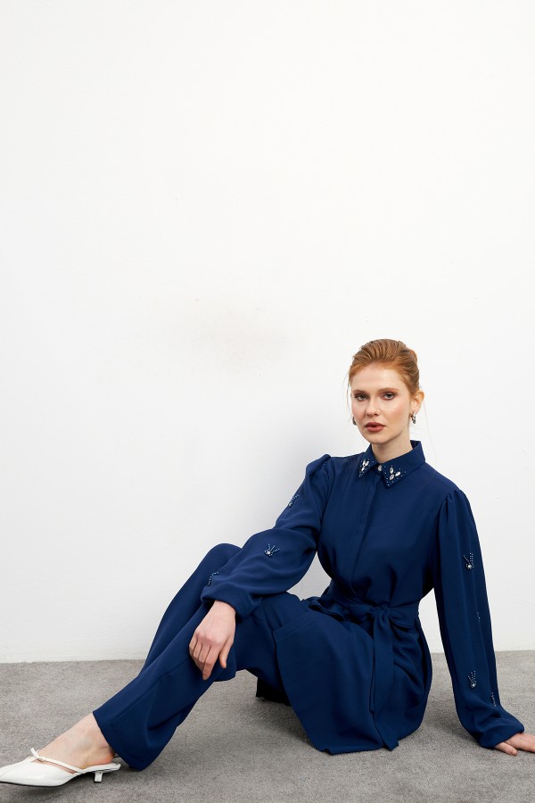 Leora Tunic Trouser Set - Indigo