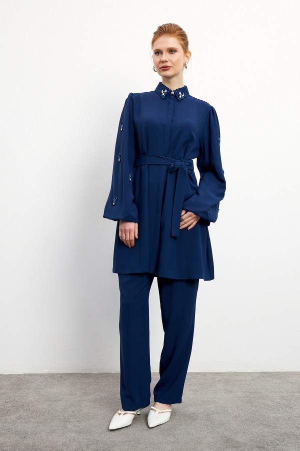 Leora Tunic Trouser Set - Indigo