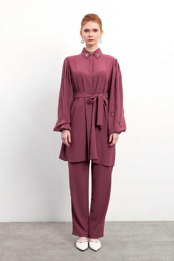 Leora Tunic Trouser Set - Dusty Rose