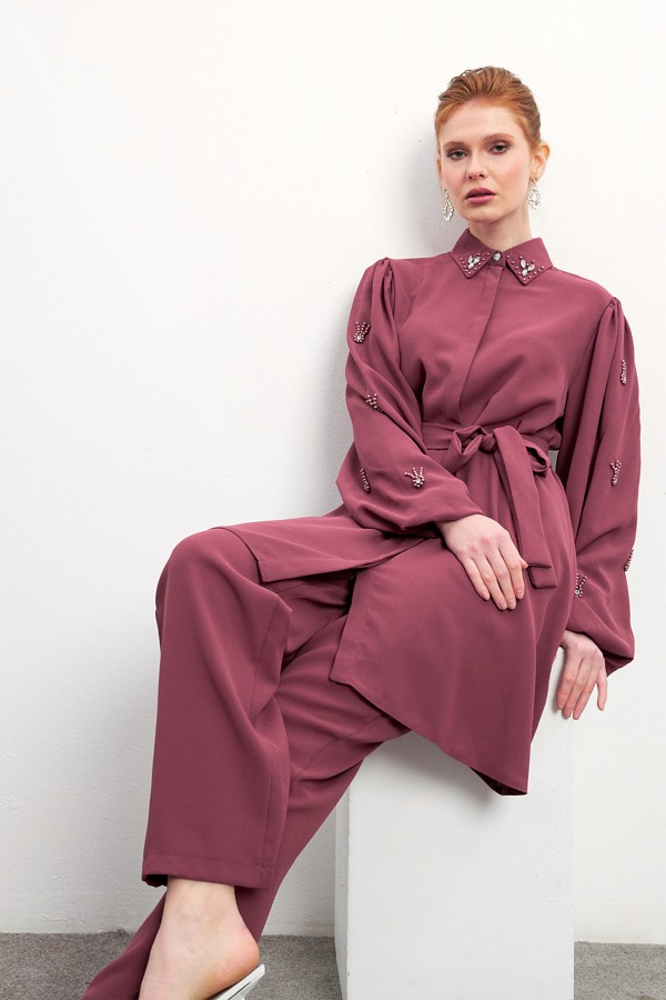 Leora Tunic Trouser Set - Dusty Rose