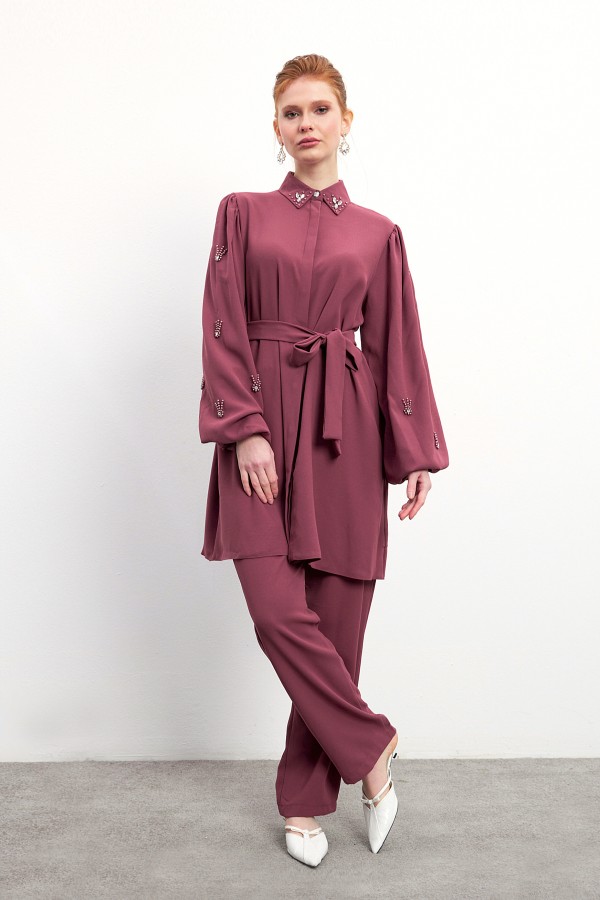 Leora Tunic Trouser Set - Dusty Rose