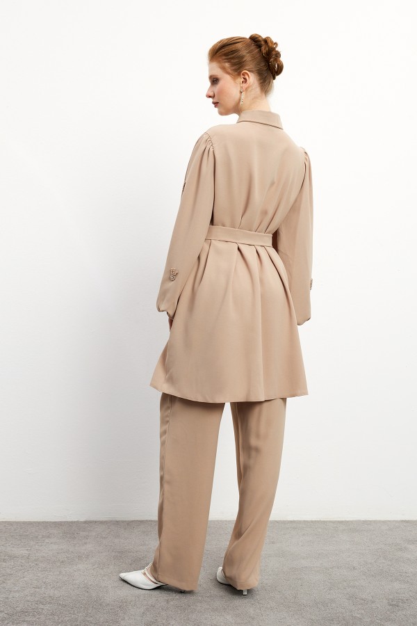 Leora Tunic Trouser Set - Beige