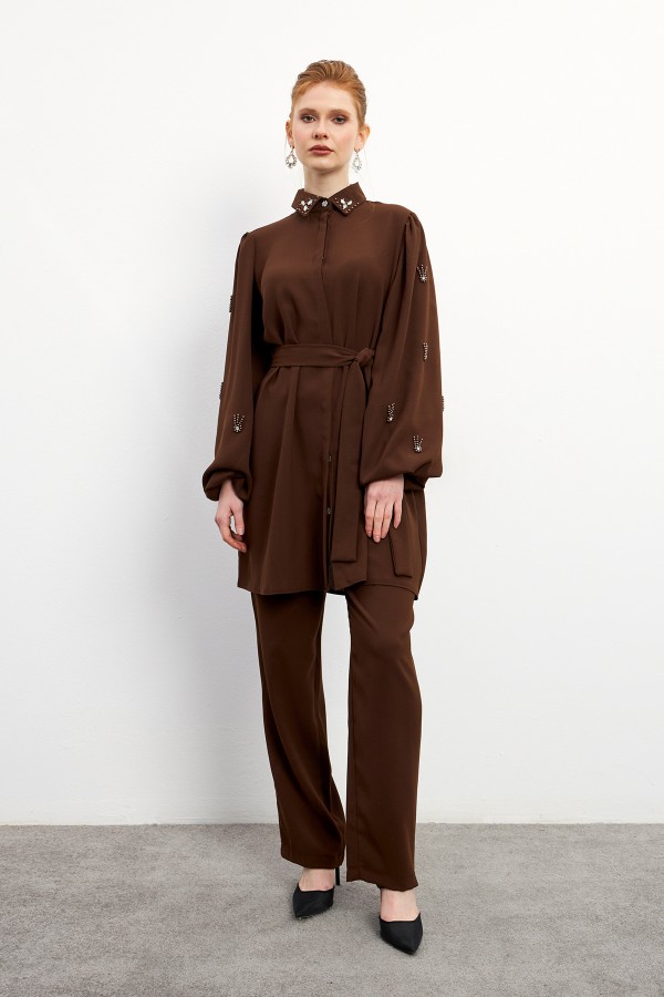 Leora Tunic Trouser Set - Brown