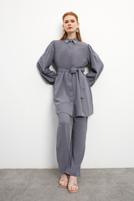 Leora Tunik Pantolon Takım - Gri Leora Tunik Pantolon Takım - Gri