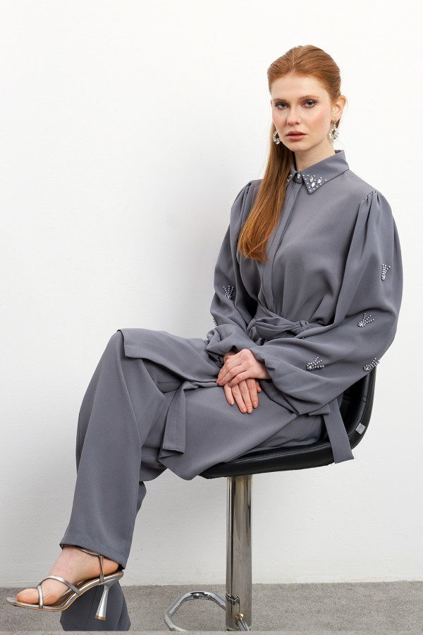 Leora Tunic Trouser Set - Gray