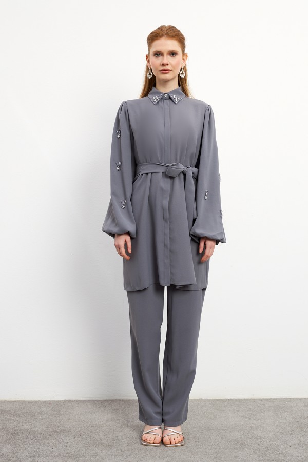 Leora Tunic Trouser Set - Gray