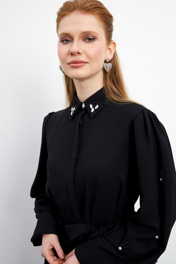 Leora Tunic Trouser Set - Black