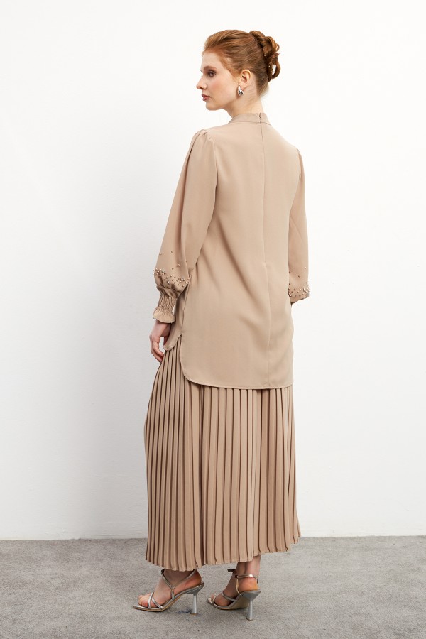 Valeria Etek Bluz Takım - Bej