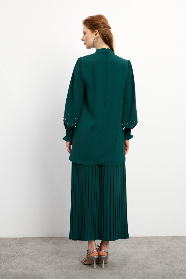 Valeria Skirt Blouse Set - Emerald