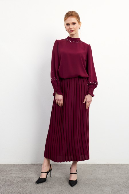 Valeria Etek Bluz Takım - Bordo Valeria Etek Bluz Takım - Bordo