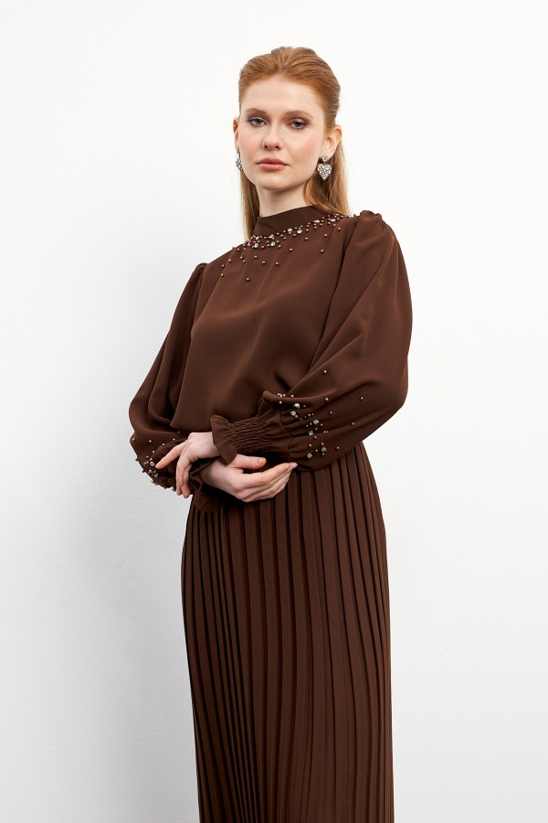 Valeria Etek Bluz Takım - Kahve