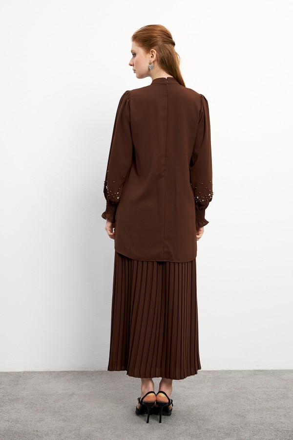 Valeria Etek Bluz Takım - Kahve