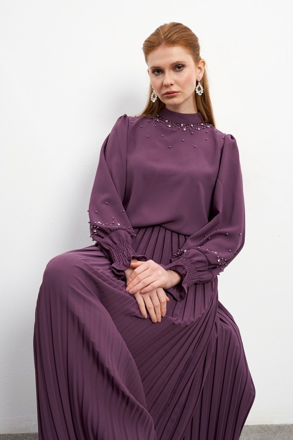 Valeria Skirt Blouse Set - Lilac