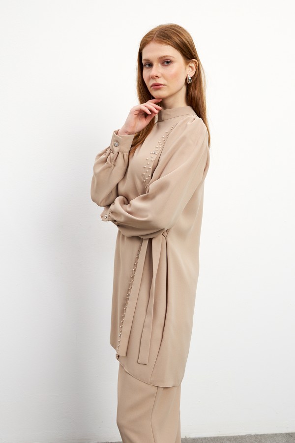 Eliza Tunik Pantolon Takım - Bej