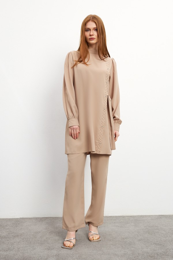Eliza Tunik Pantolon Takım - Bej