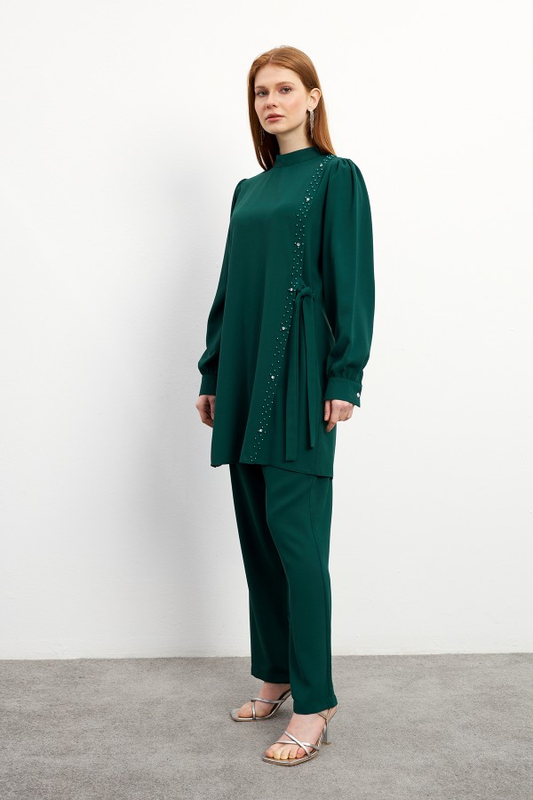 Eliza Tunik Pantolon Takım - Zümrüt