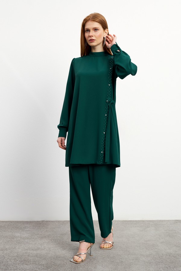 Eliza Tunik Pantolon Takım - Zümrüt