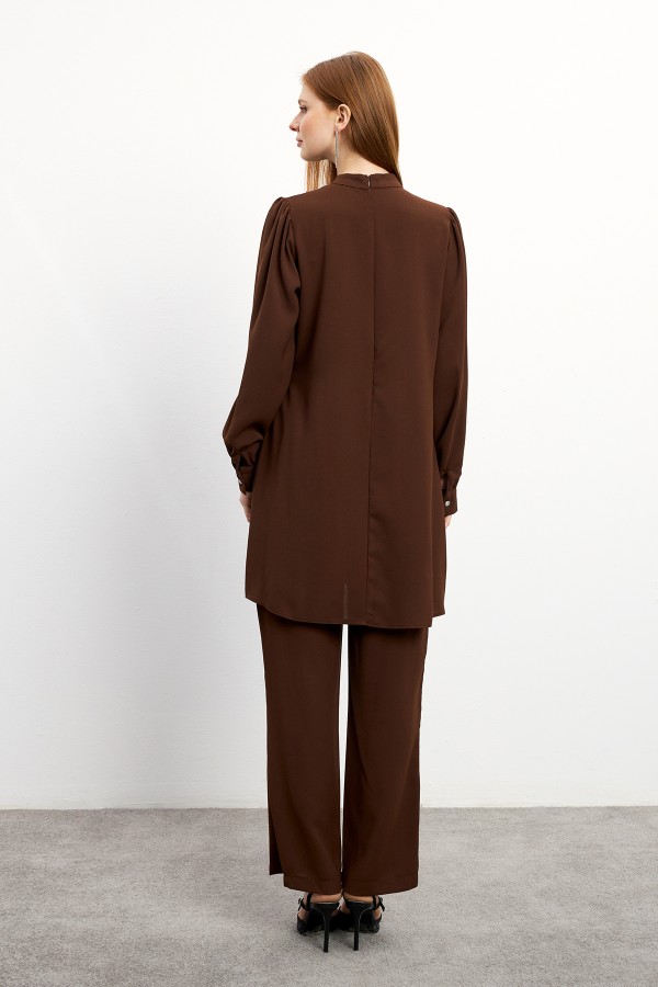 Eliza Tunik Pantolon Takım - Kahve