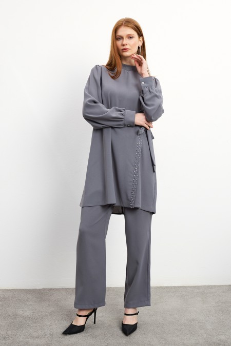Eliza Tunik Pantolon Takım - Gri Eliza Tunik Pantolon Takım - Gri