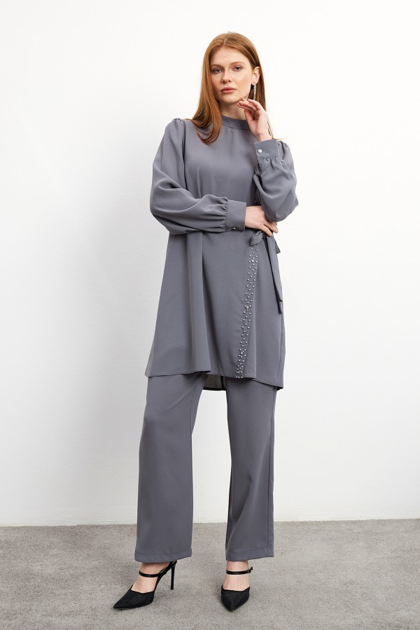 Eliza Tunic Trouser Set - Gray