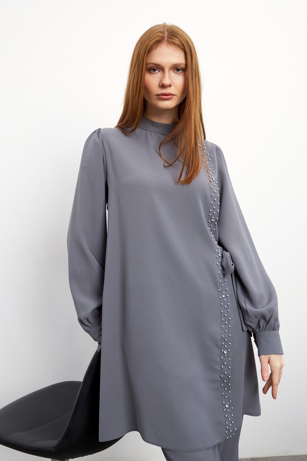 Eliza Tunic Trouser Set - Gray