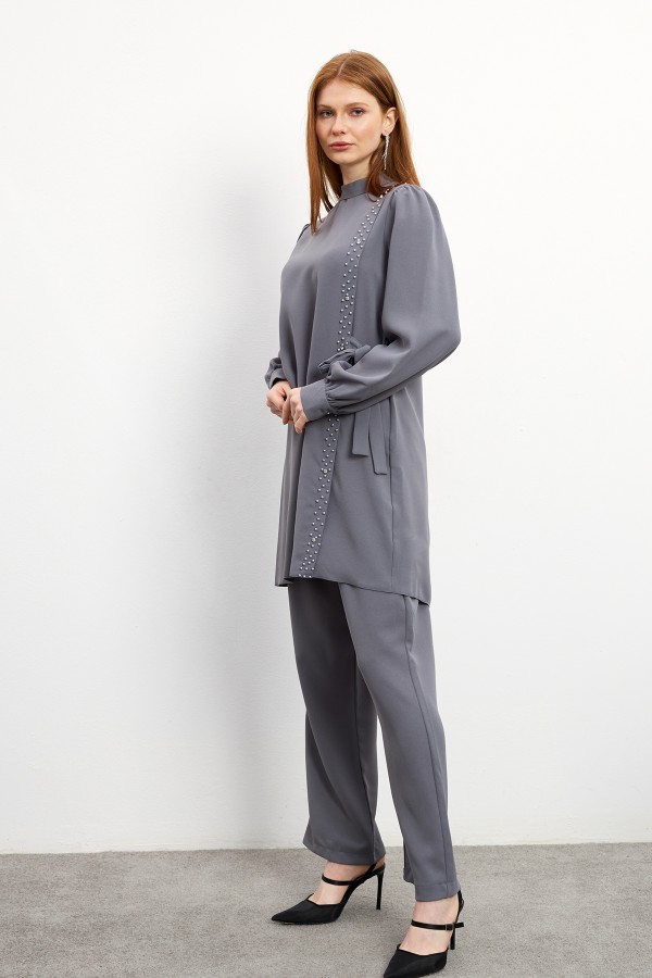 Eliza Tunic Trouser Set - Gray