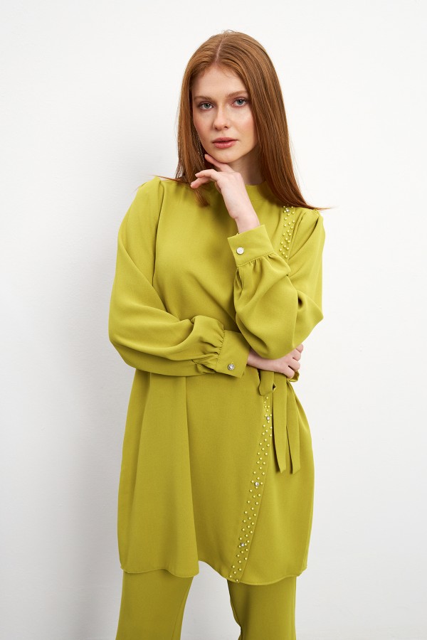 Eliza Tunik Pantolon Takım - Yağ Yeşili