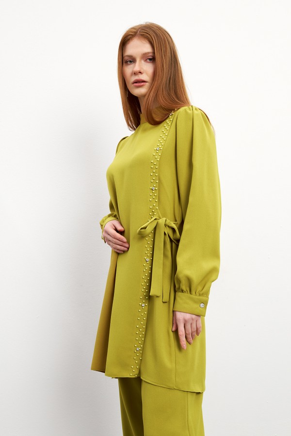 Eliza Tunik Pantolon Takım - Yağ Yeşili