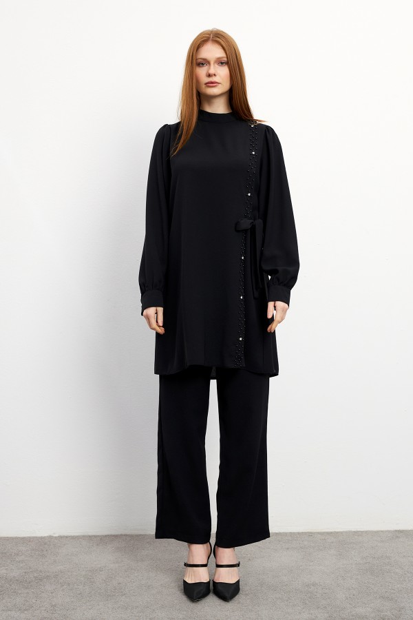 Eliza Tunic Trouser Set - Black